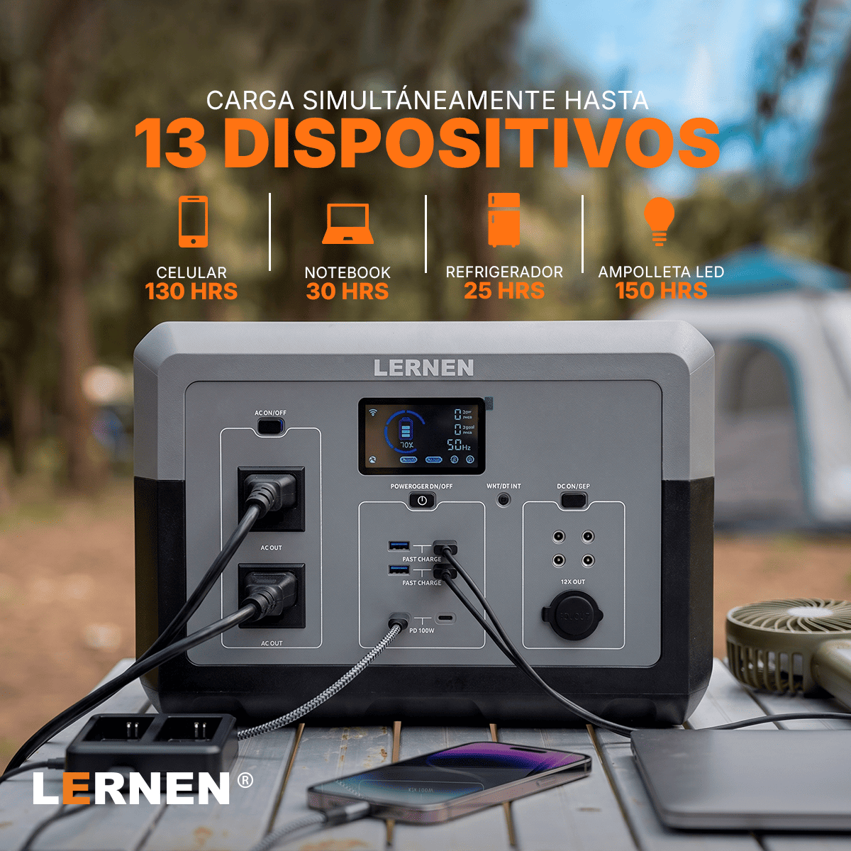 Estación de Energía Portátil Lernen 1500w para Emergencias y Camping en Chile