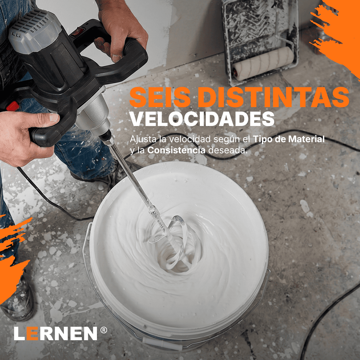 Mezclador Eléctrico De Cemento Y Pintura 6 Velocidades 1200W