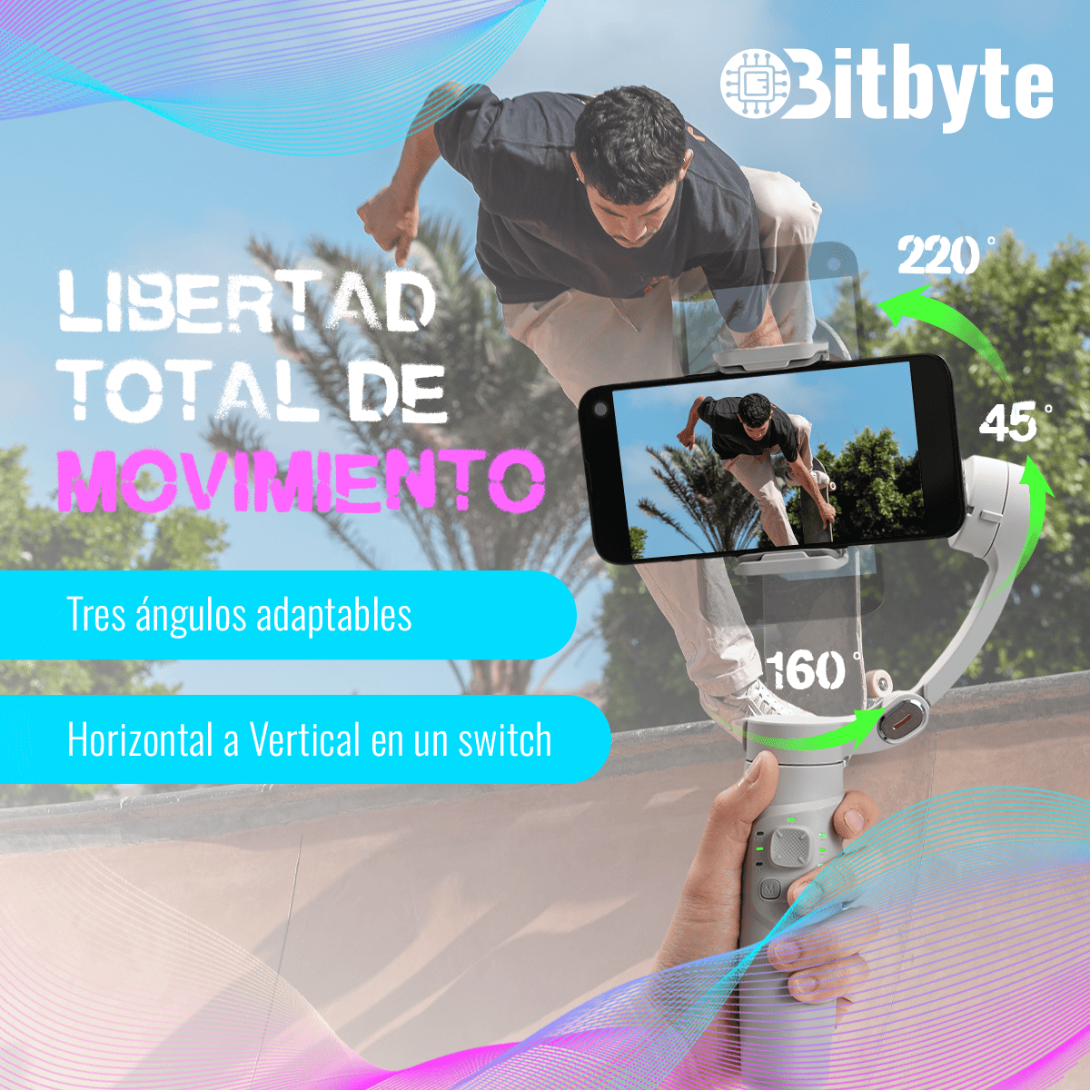 Estabilizador Gimbal Inteligente con Seguimiento Facial IA y Luz LED