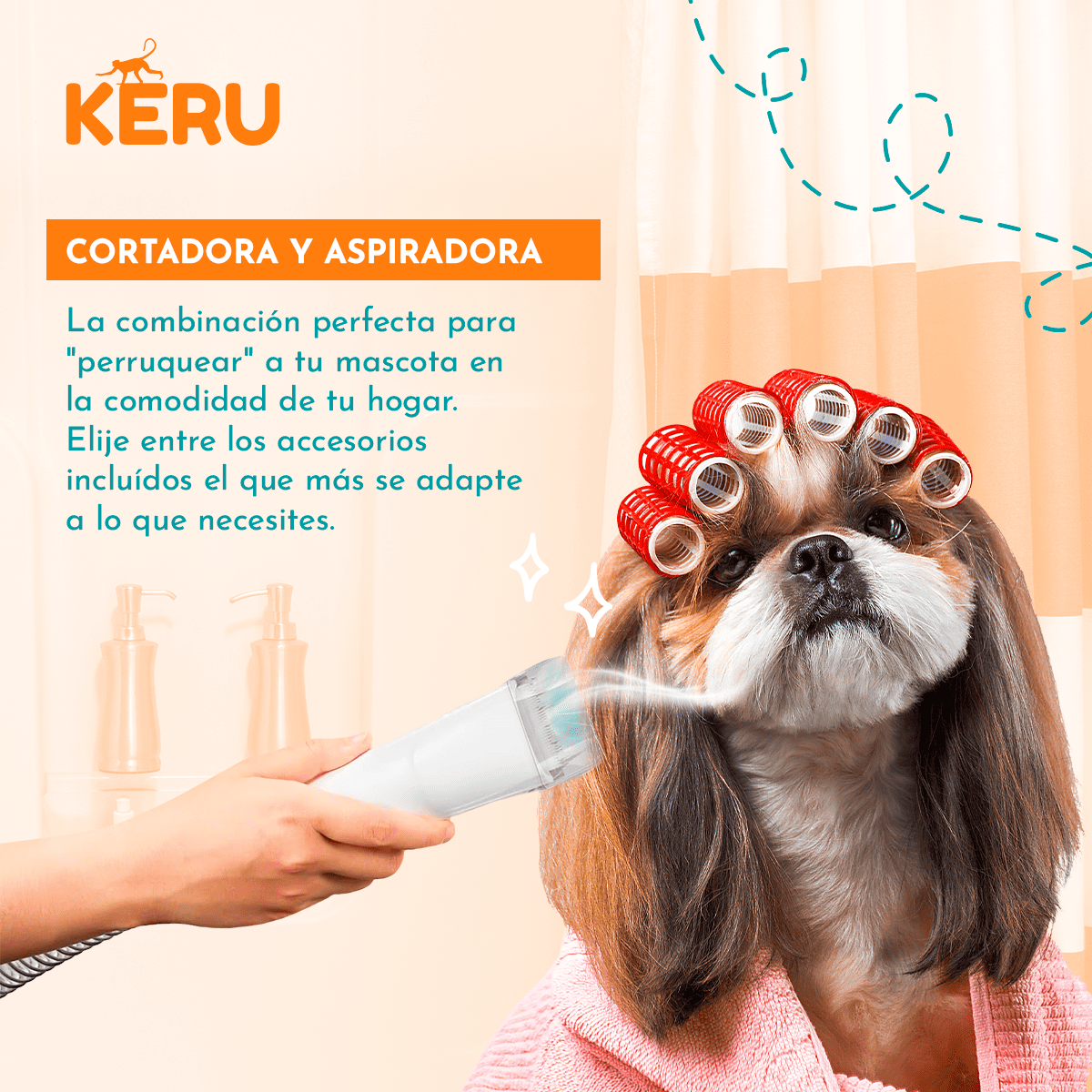 Kit Cortadora y Aspiradora de Pelos 8 en 1 para Perros y Gatos