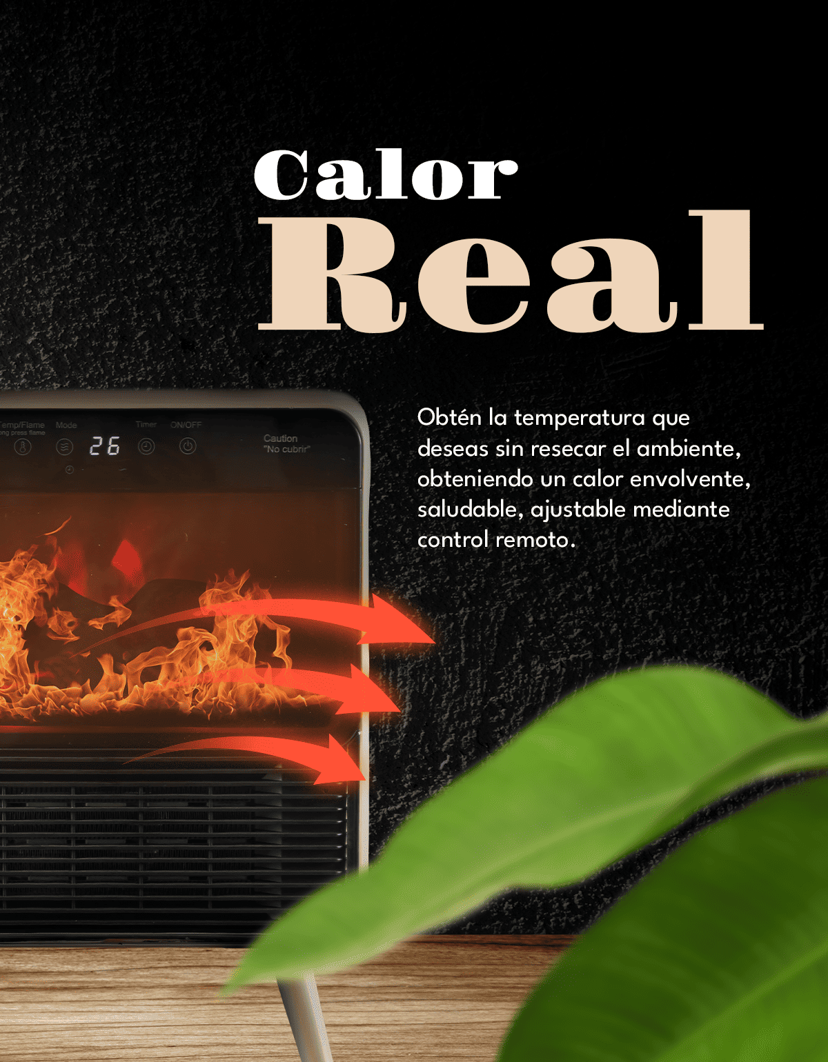 Estufa Calefactor Eléctrico Homen Retro Chimenea 1800W con Efecto Llama