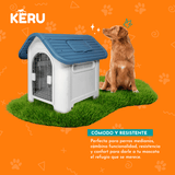Casa para Perro con Ventana y Techo Azul Keru