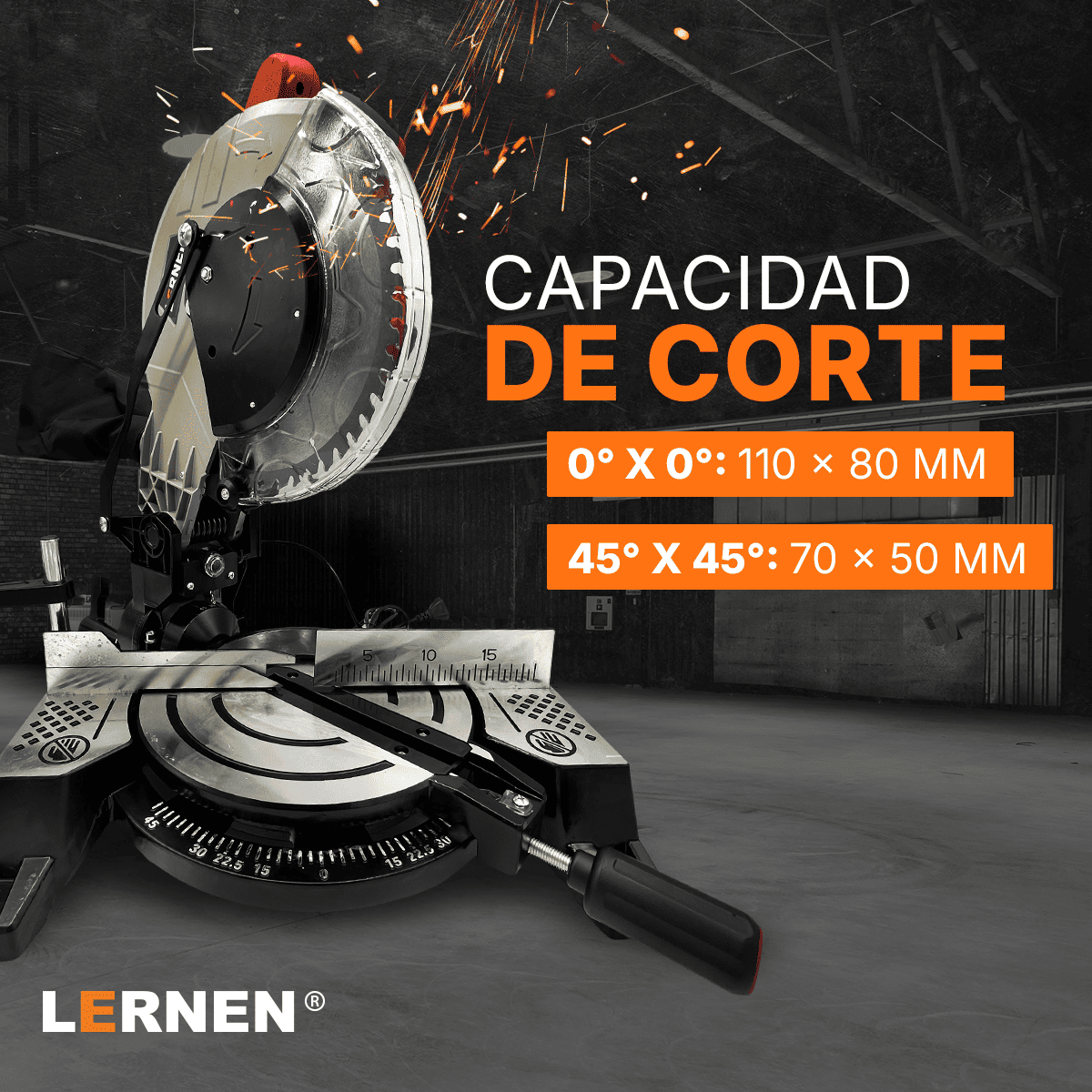 Sierra Ingleteadora Lernen 1500W + 2 Discos Lernen