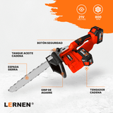 Motosierra Podadora Inalámbrica 16'' + 2 Baterías + Cadenas Lernen