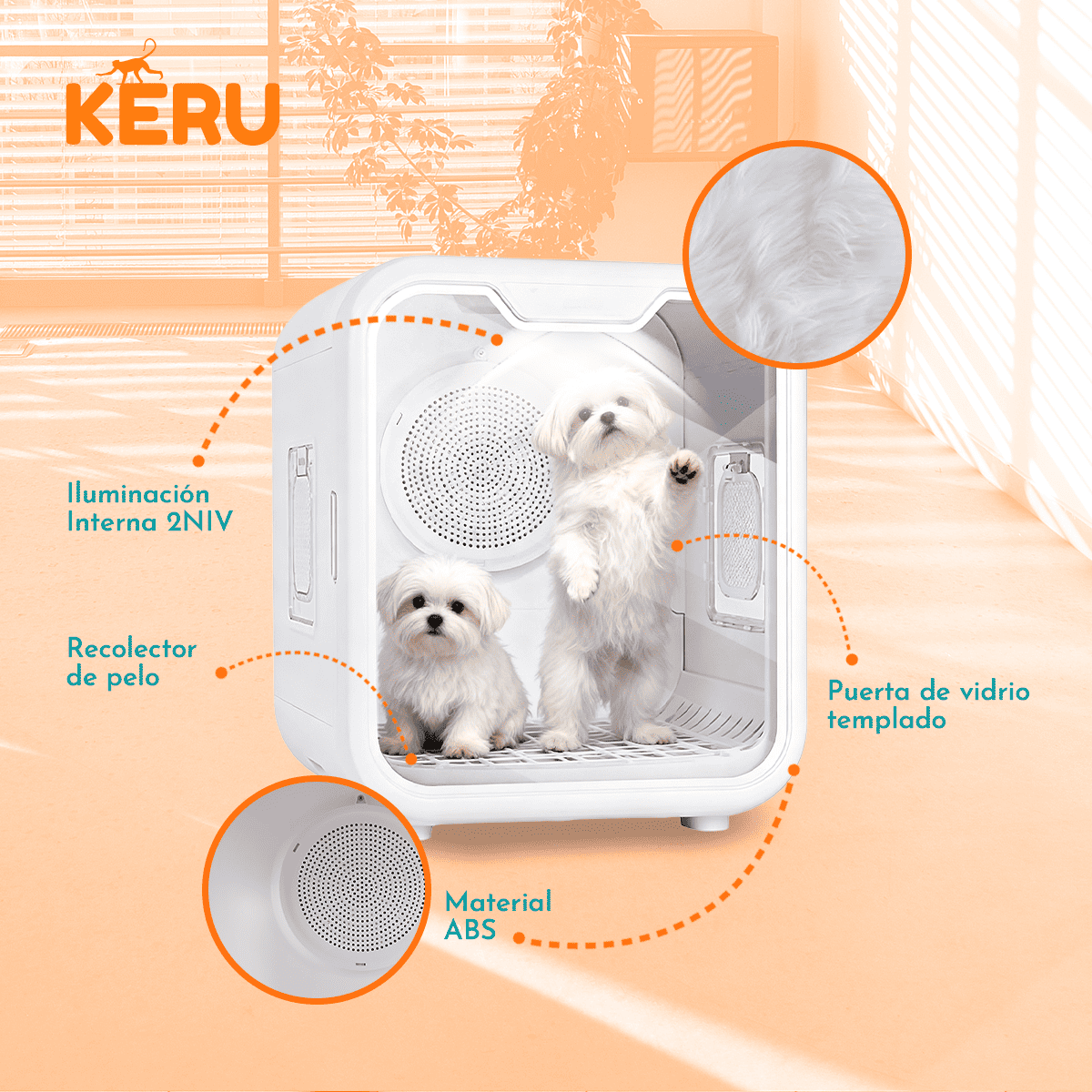 Caja Secadora Inteligente de Mascotas Silenciosa Keru