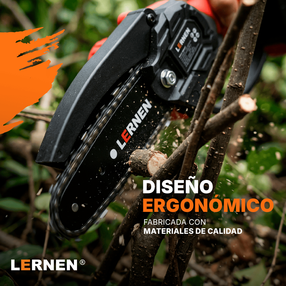 Motosierra Podadora Eléctrica 4 pulgadas LERNEN + 2 Baterías