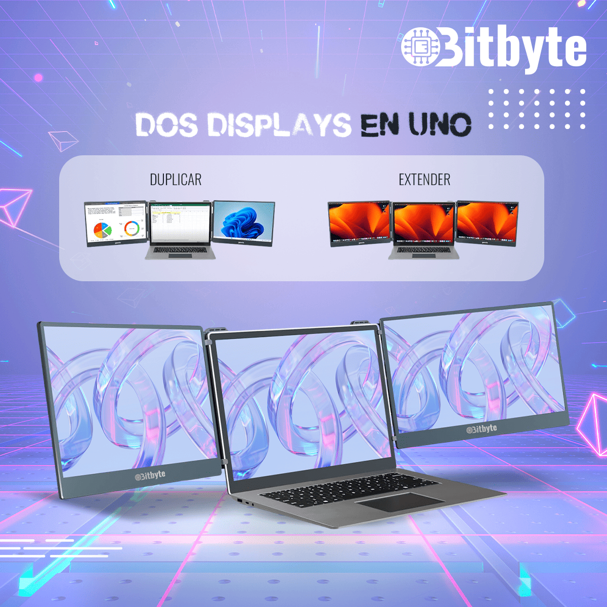 Monitor Doble Bitbyte 14" Full HD