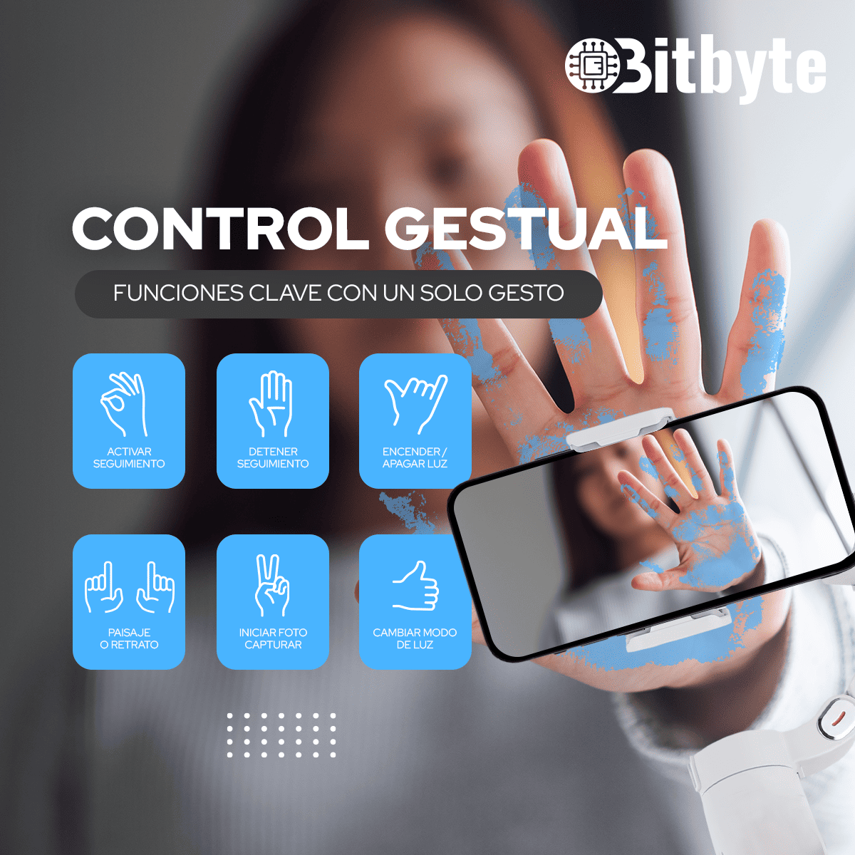 Estabilizador Gimbal Inteligente con Seguimiento Facial IA y Luz LED
