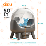 Arenero Inteligente Automático KERU EC Para Gatos Con App Y Conexión Wifi - Autolimpiante Keru 50 LT