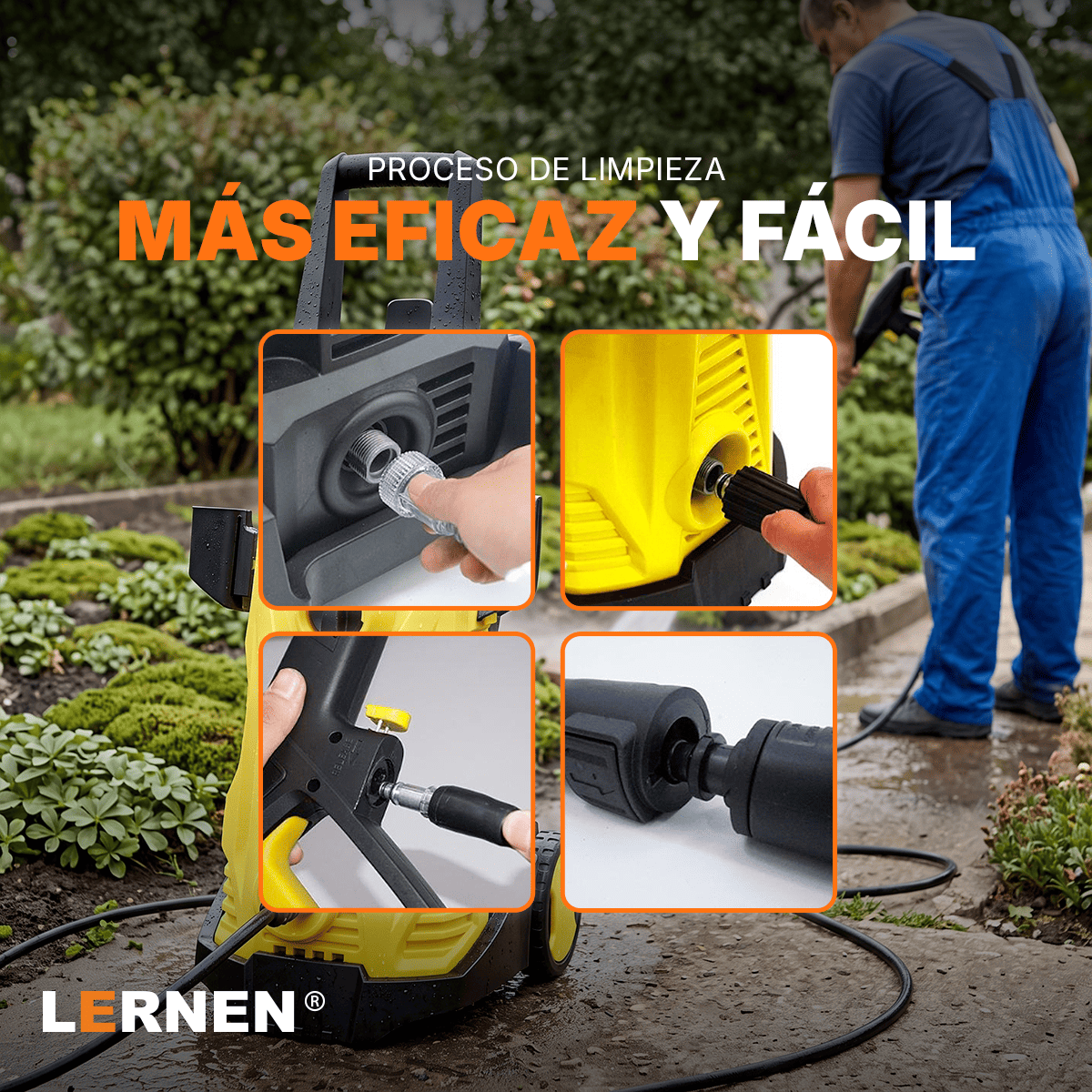 Hidrolavadora 1.600w con Espumador y Ruedas LERNEN