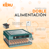 Incubadora Automática KERU 48 Huevos con Volteo, Control de Temperatura y Doble Alimentación