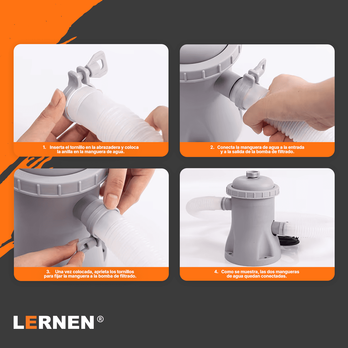 Bomba Para Piscina Con Filtro 2.006 L/h 30 W LERNEN