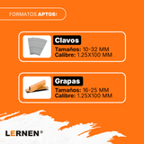 Pistola De Clavos Y Grapas Inalámbrica LERNEN + 2 Baterías Lernen