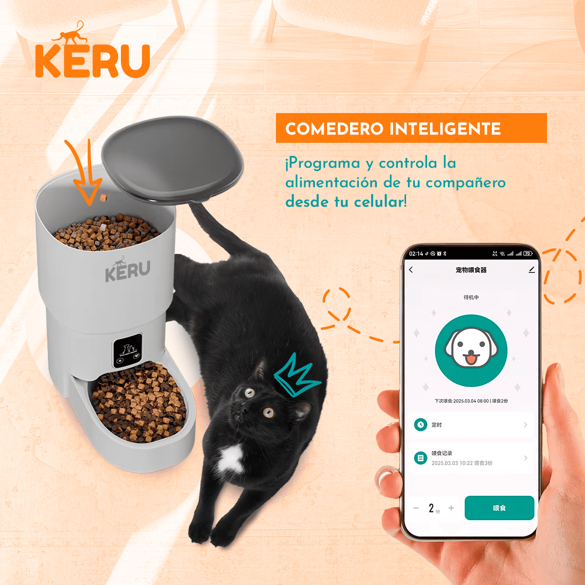 Comedero Automático Wifi Con Cámara Blanco EC - Keru