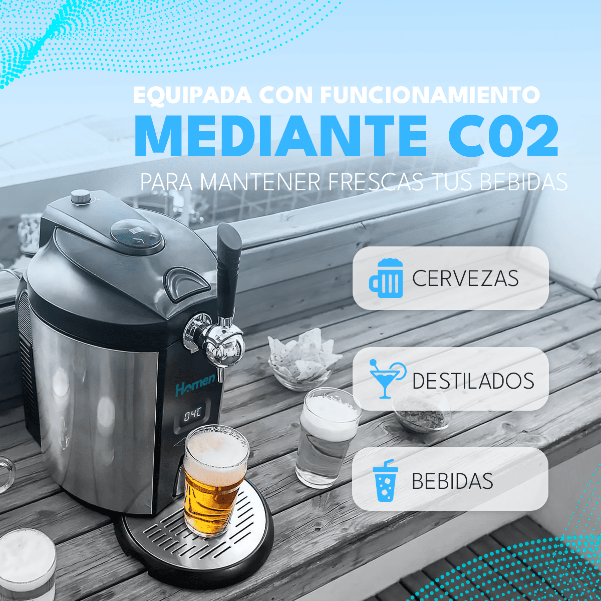 Dispensador de Cerveza 5L Homen con Sistema de Refrigeración