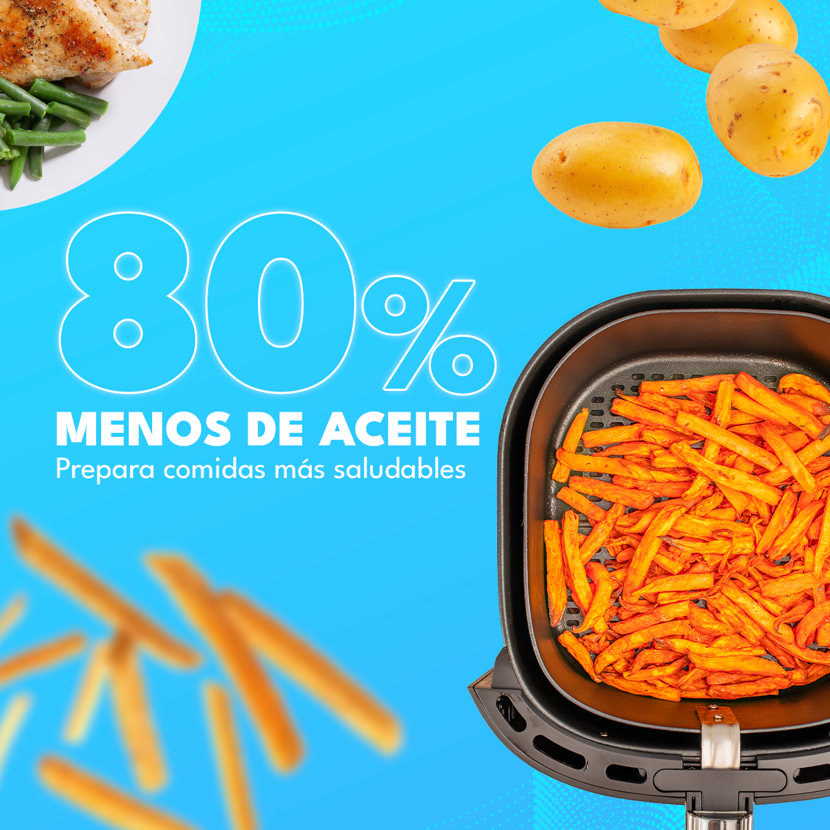 Freidora de Aire 4.2 Litros 1.200W homen — Cocina más sana y crujiente