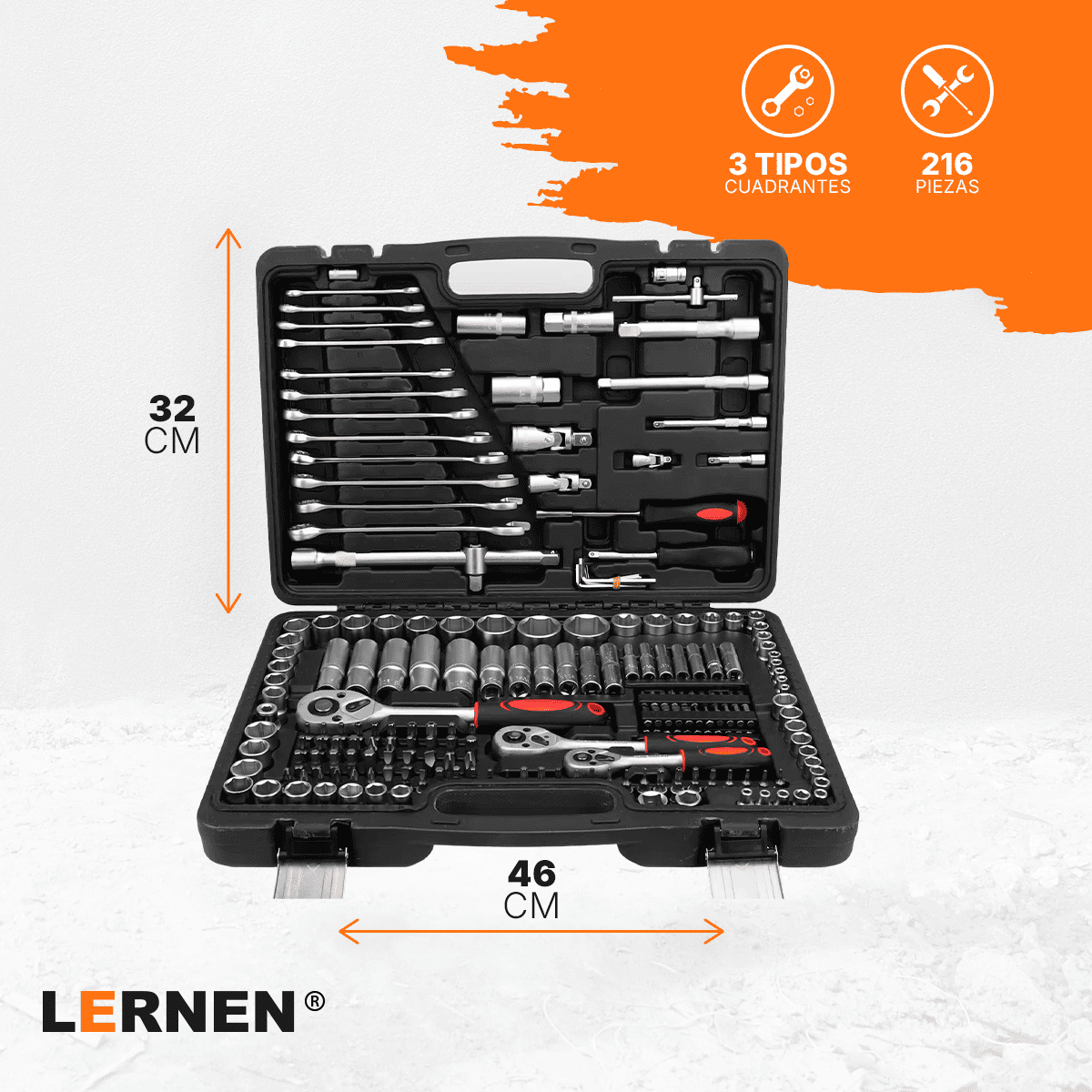 Juego De Dados Lernen 216 Piezas Kit De Herramientas Lernen