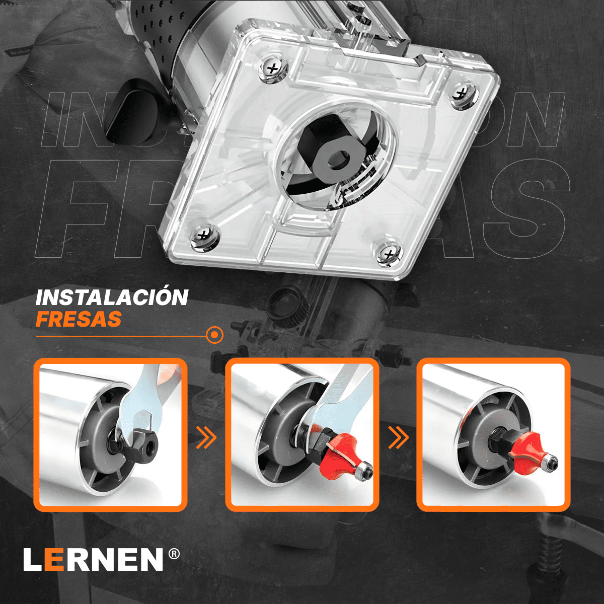 Fresadora Router Tupi 6-6.35mm LERNEN- 220v 50hz - 550w + 18 Fresas Lernen