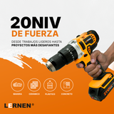 Taladro Percutor Pro Inalámbrico LERNEN 21V + 2 Baterías + Acc