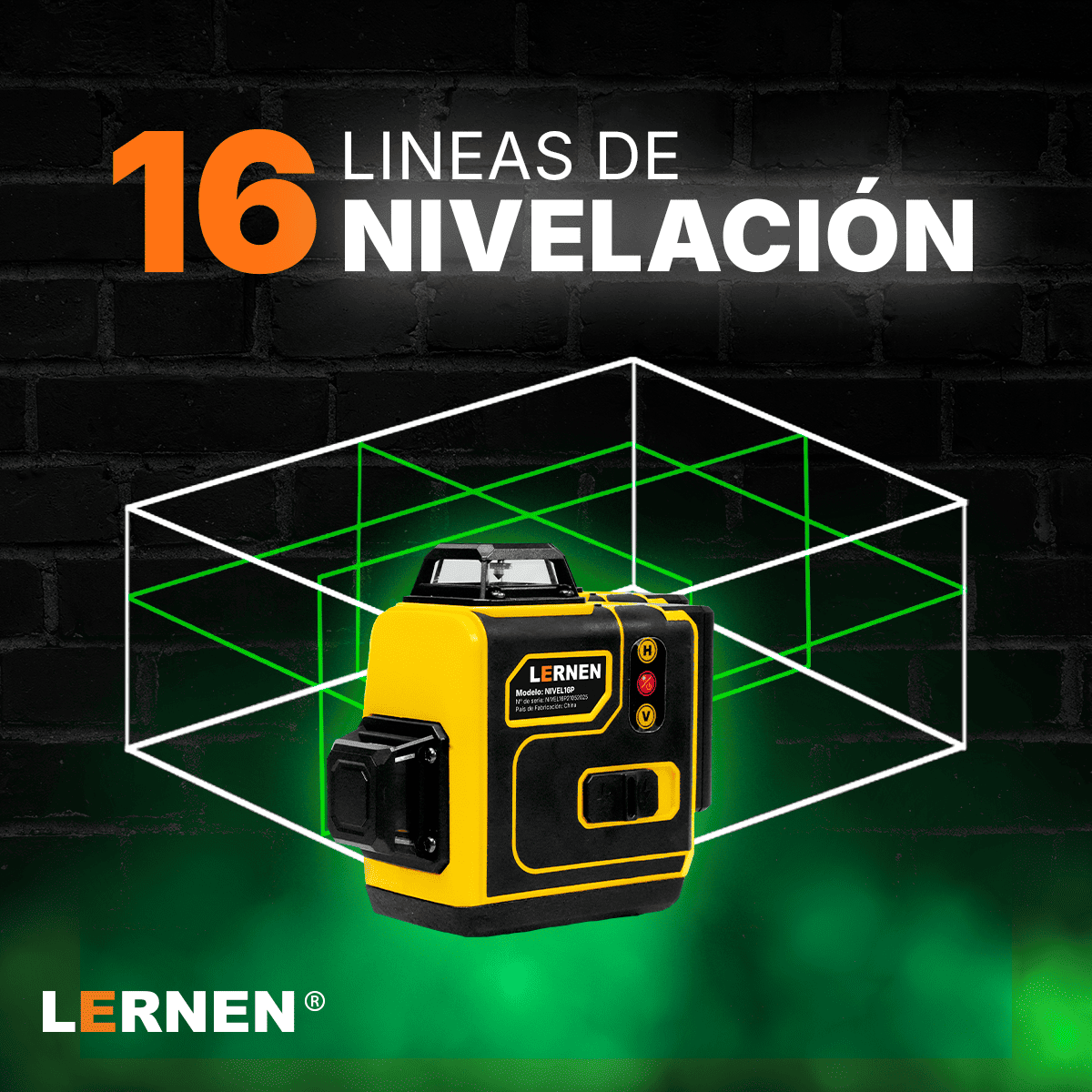 Nivel Laser Profesional 16 Líneas LERNEN + Maletín + Trípode Lernen