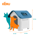 Casa para Perro con Ventana y Techo Azul Keru
