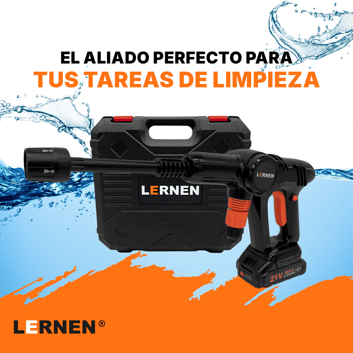 Hidrolavadora Inalámbrica PRO Lernen + 2 baterías + Accesorios Lernen