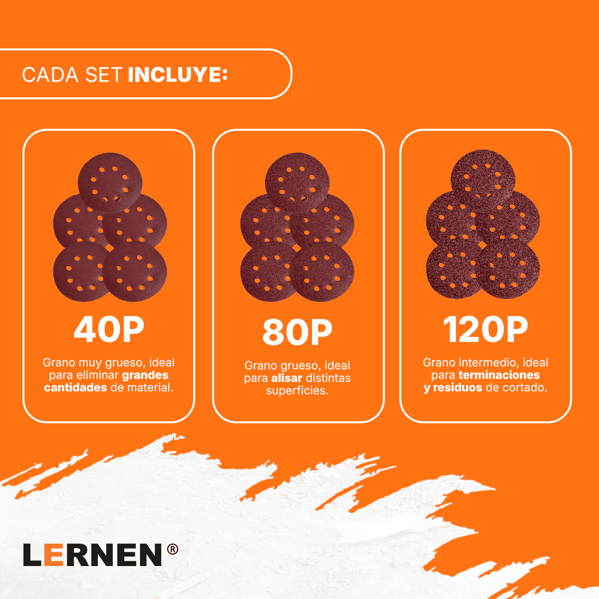 Lijadora Roto Orbital Lernen 350 W - Con Lijas De Repuesto Lernen