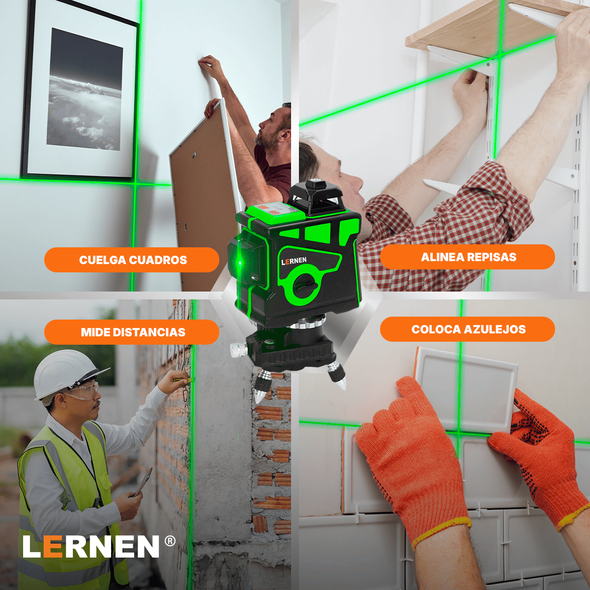 Nivel Laser Profesional 12 Líneas LERNEN + Maletín + Trípode