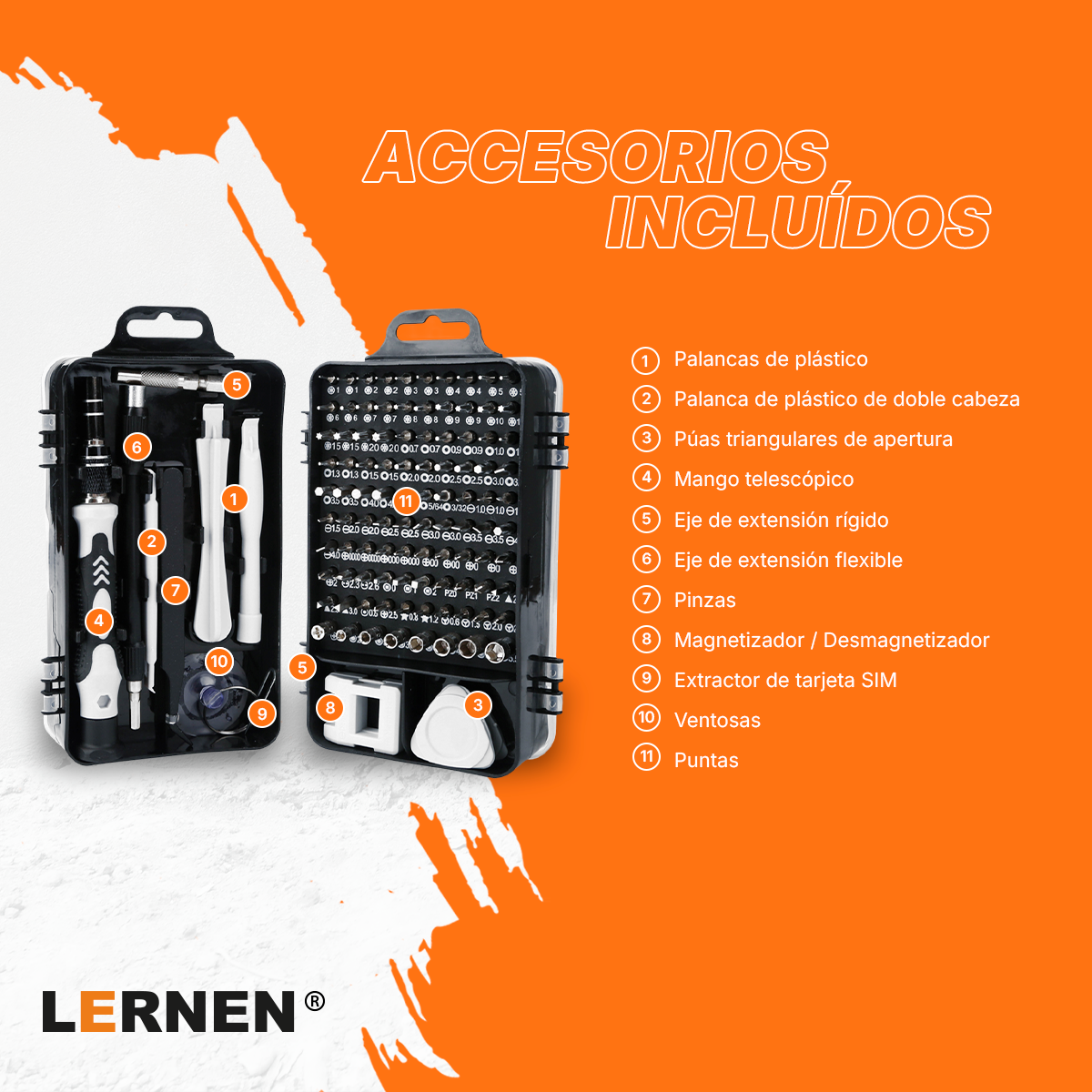 Kit De 115 Puntas De Precisión Destornillador Puntas Dados LERNEN