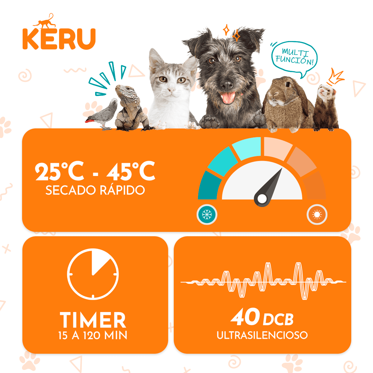 Caja Secadora Inteligente de Mascotas Silenciosa Keru