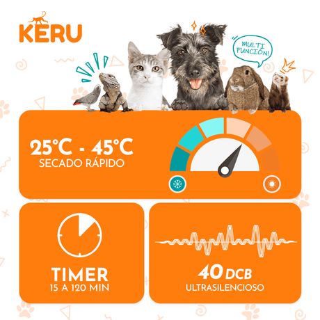 Caja Secadora Inteligente de Mascotas Silenciosa Keru