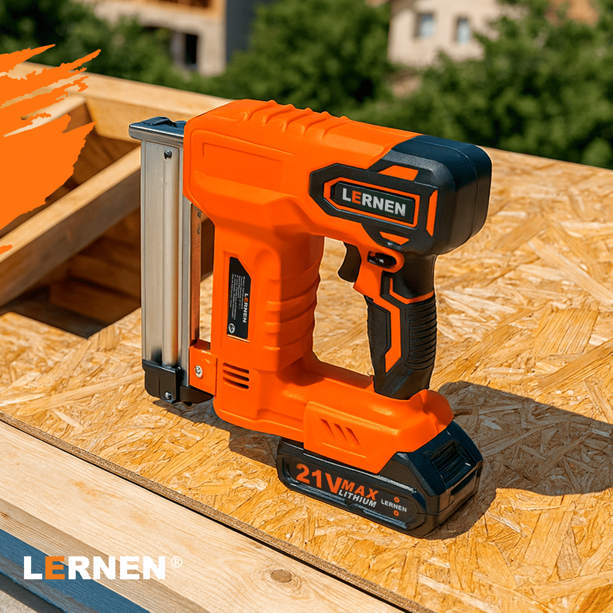 Pistola De Clavos Y Grapas Inalámbrica LERNEN + 2 Baterías Lernen