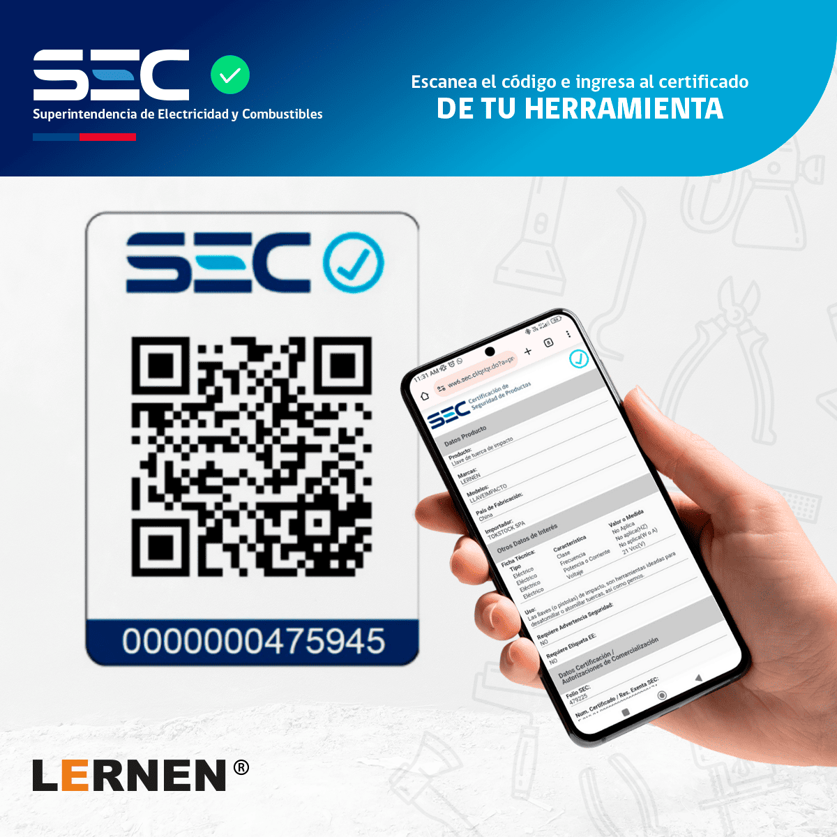 Taladro Destornillador Inalámbrico LERNEN + 1 Batería + Acc