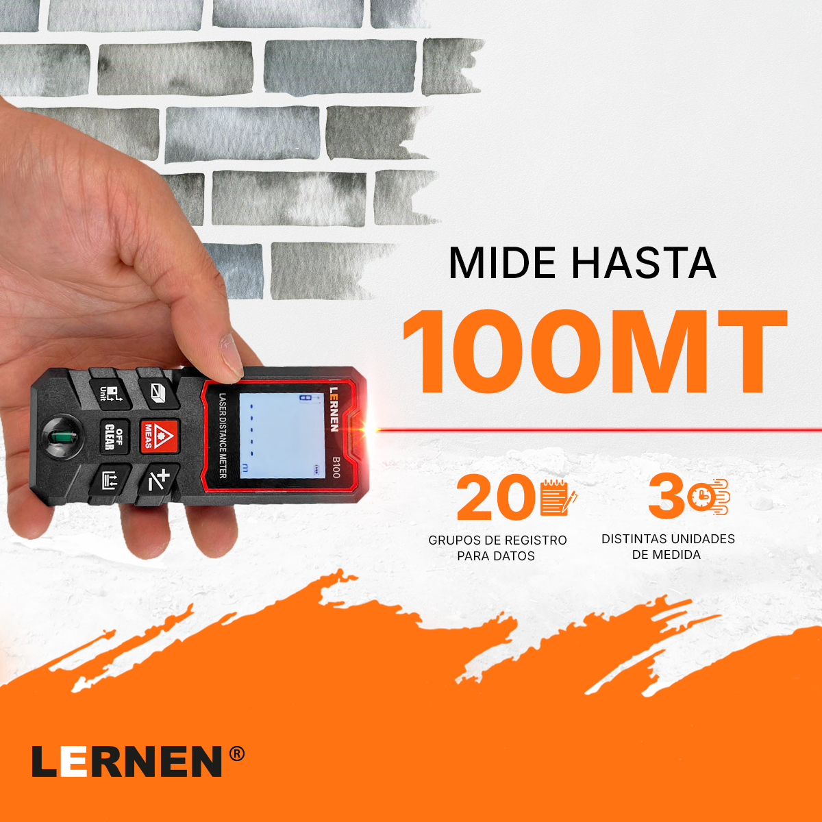 Medidor De Distancia Laser Digital 100m LERNEN