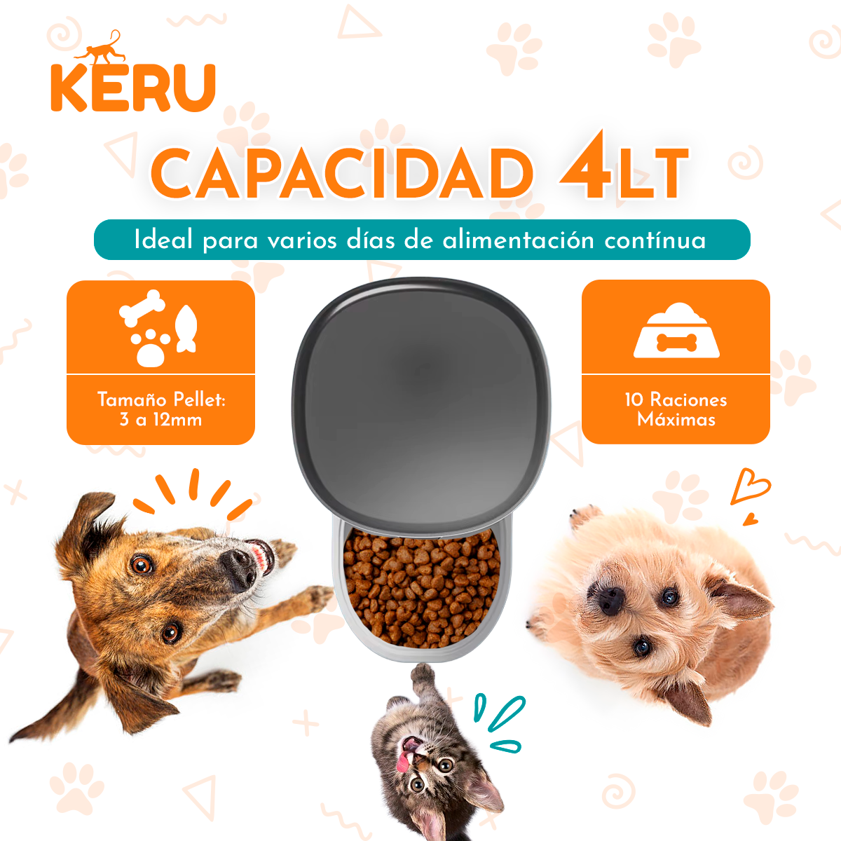 Comedero Automático Wifi Con Cámara Blanco EC - Keru