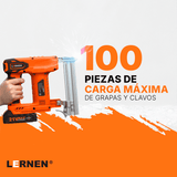 Pistola De Clavos Y Grapas Inalámbrica LERNEN + 2 Baterías Lernen