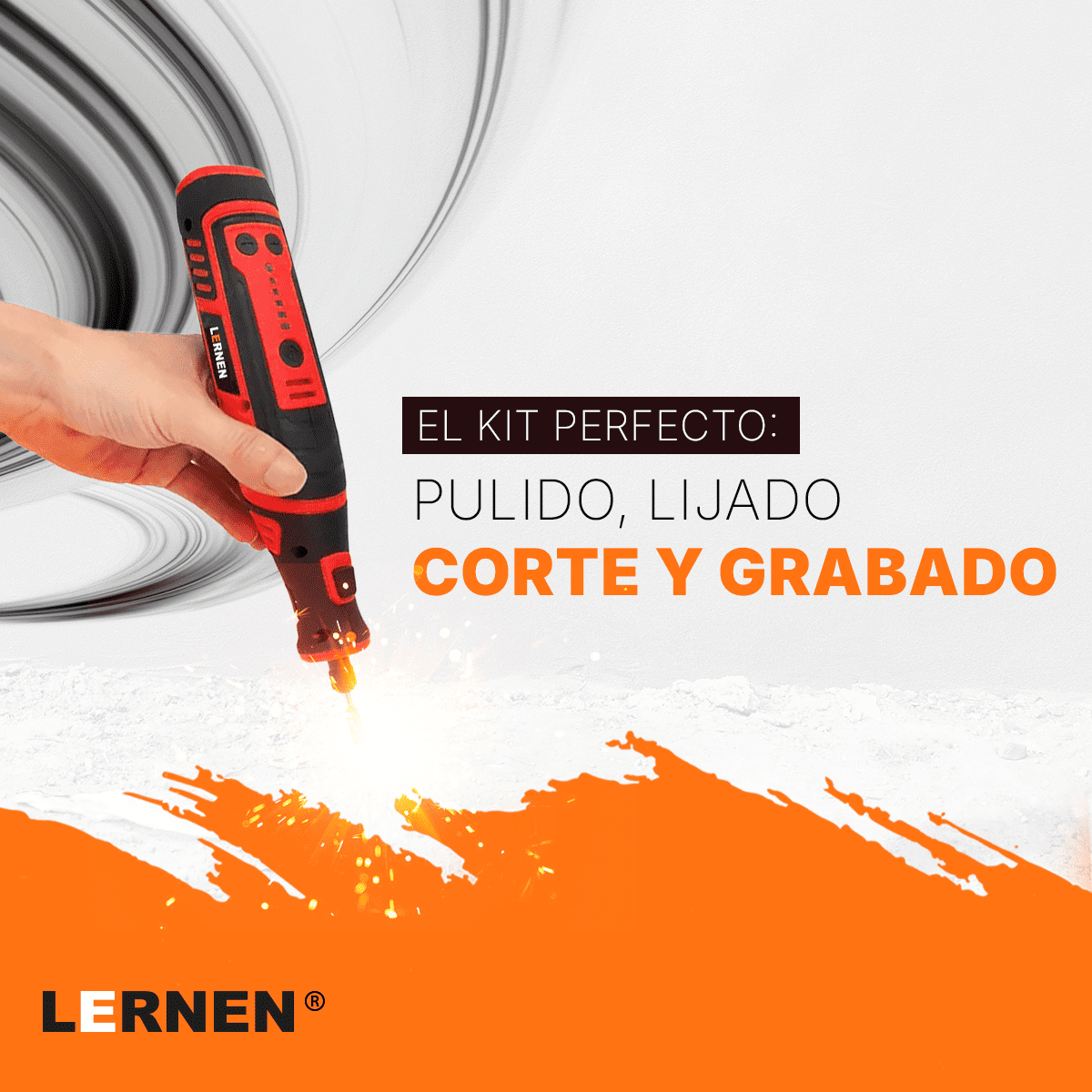 Herramienta Grabado Multipropósito Inalámbrico LERNEN + 85 Accesorios. Lernen