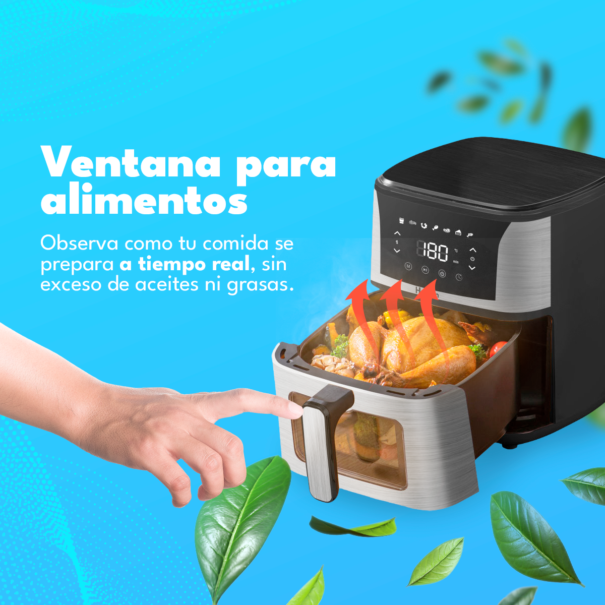 Freidora de Aire 5.5 Litros 1350W Homen con Panel Touch — Mayor capacidad y control