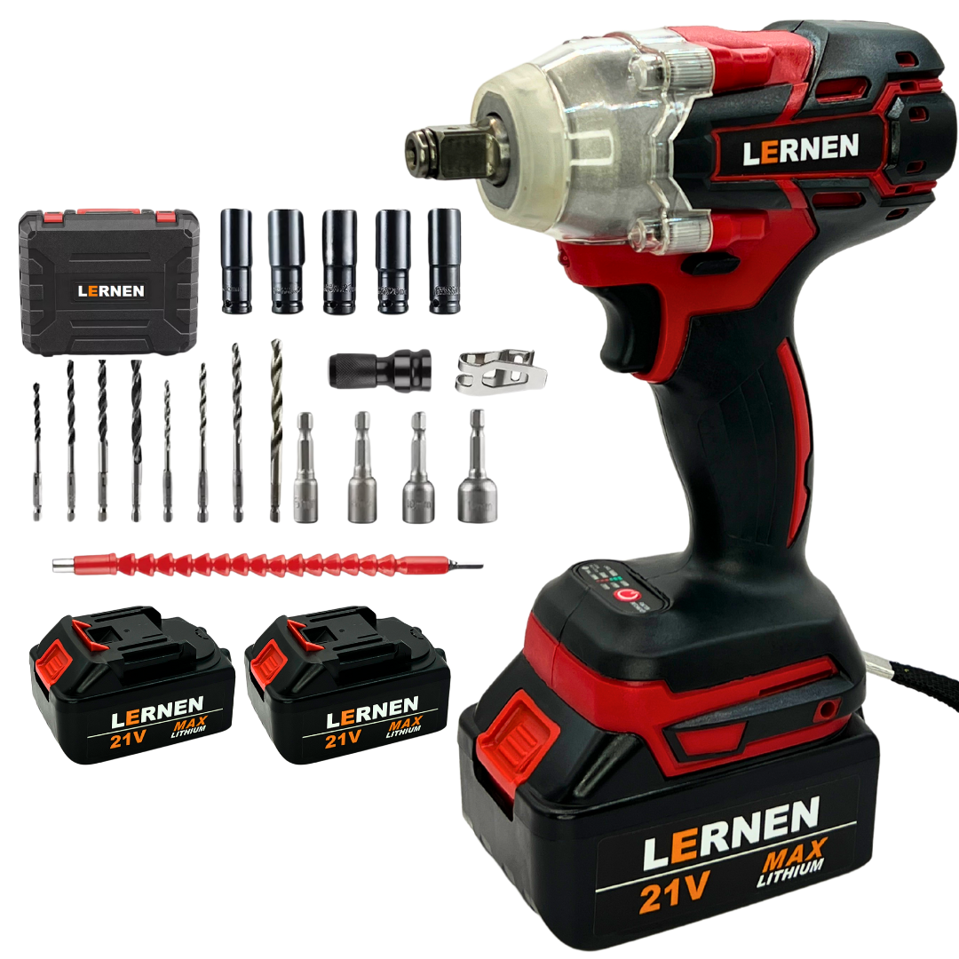 Llave De Impacto 1/2 LERNEN + 2 Baterías + Accesorios