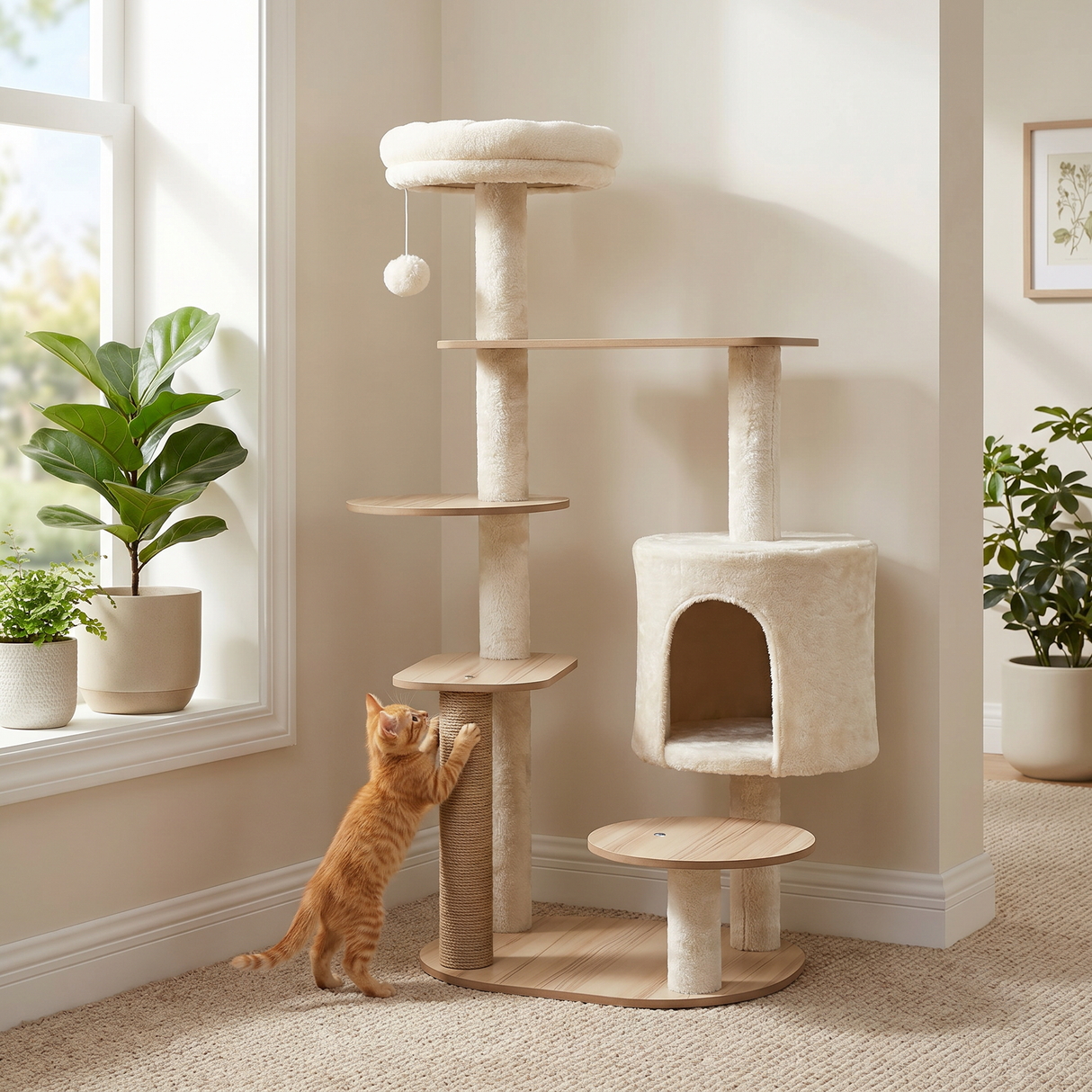 Castillo Rascador para gatos KERU Multinivel con Juegos