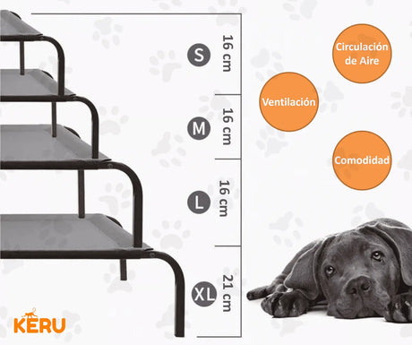Cama Refrescante En Altura Para Perros y Gatos - Tallas Keru