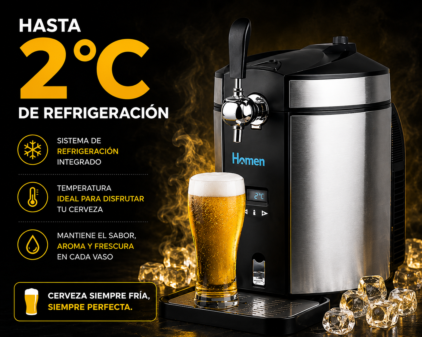 Dispensador de Cerveza 5L Homen con Sistema de Refrigeración