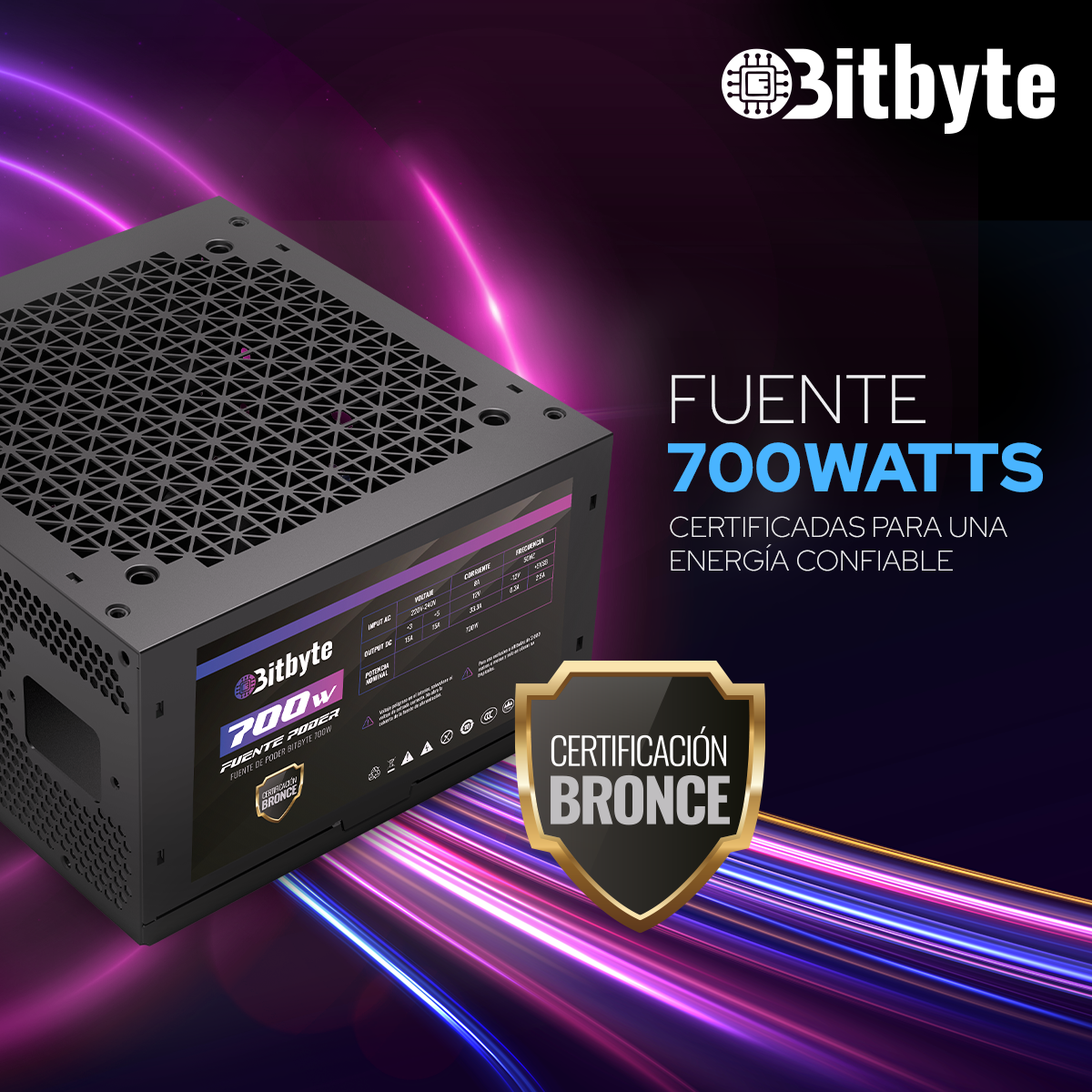 Fuente De Poder 700W Modular 80 Plus Bronze ATX Bitbyte