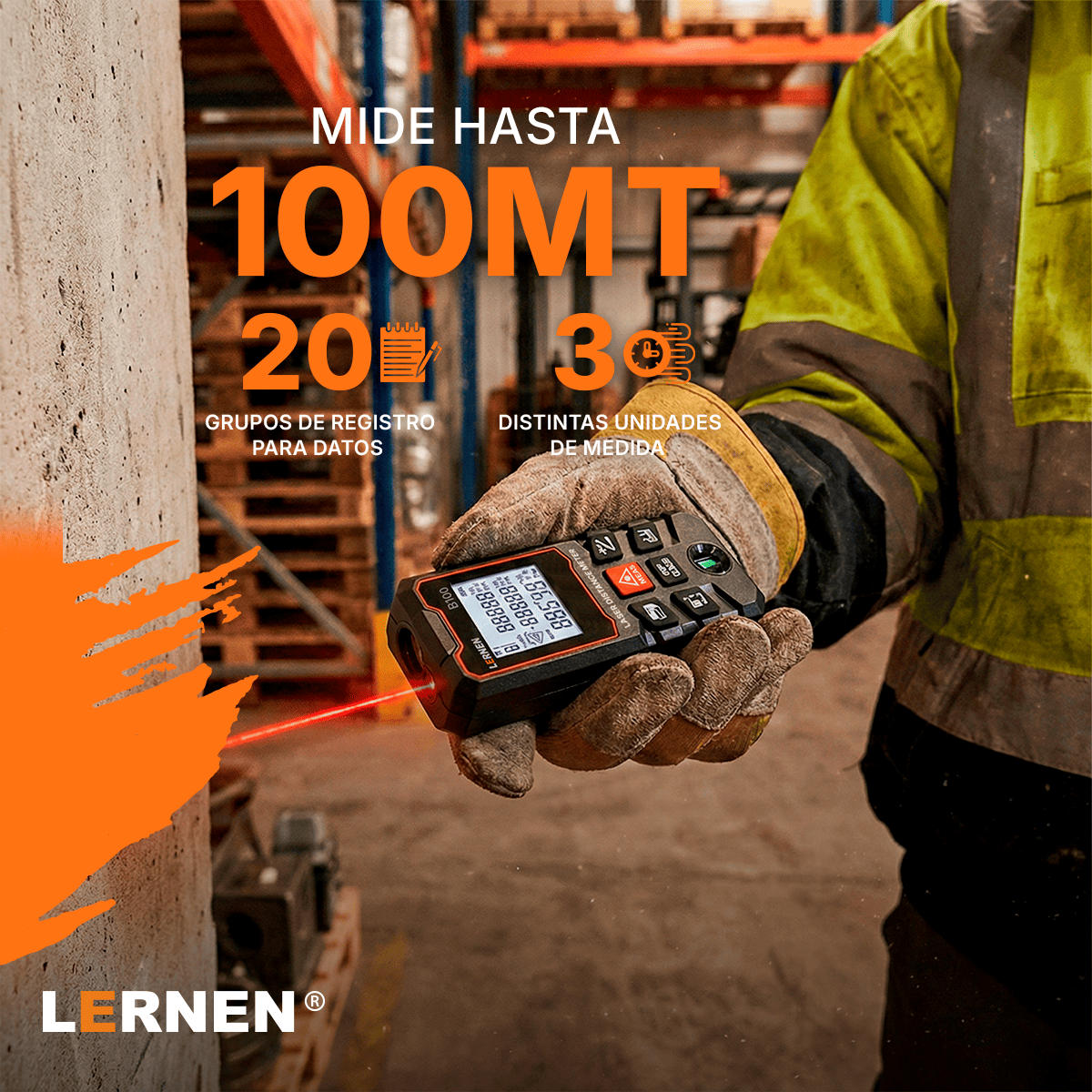 Medidor De Distancia Laser Digital 100m LERNEN