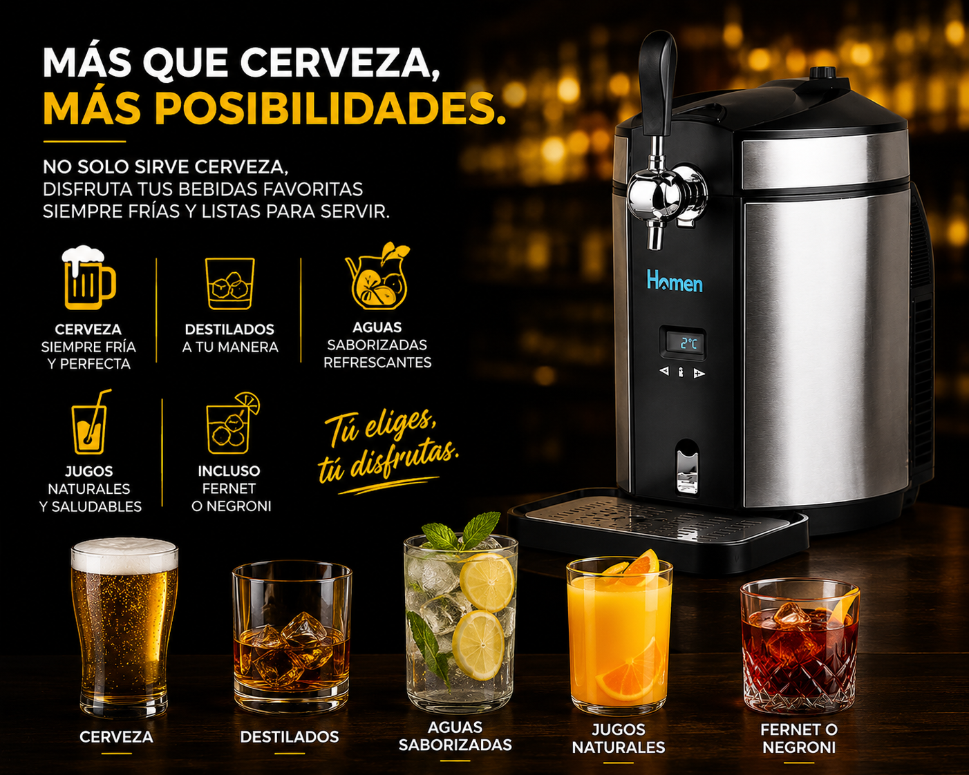Dispensador de Cerveza 5L Homen con Sistema de Refrigeración
