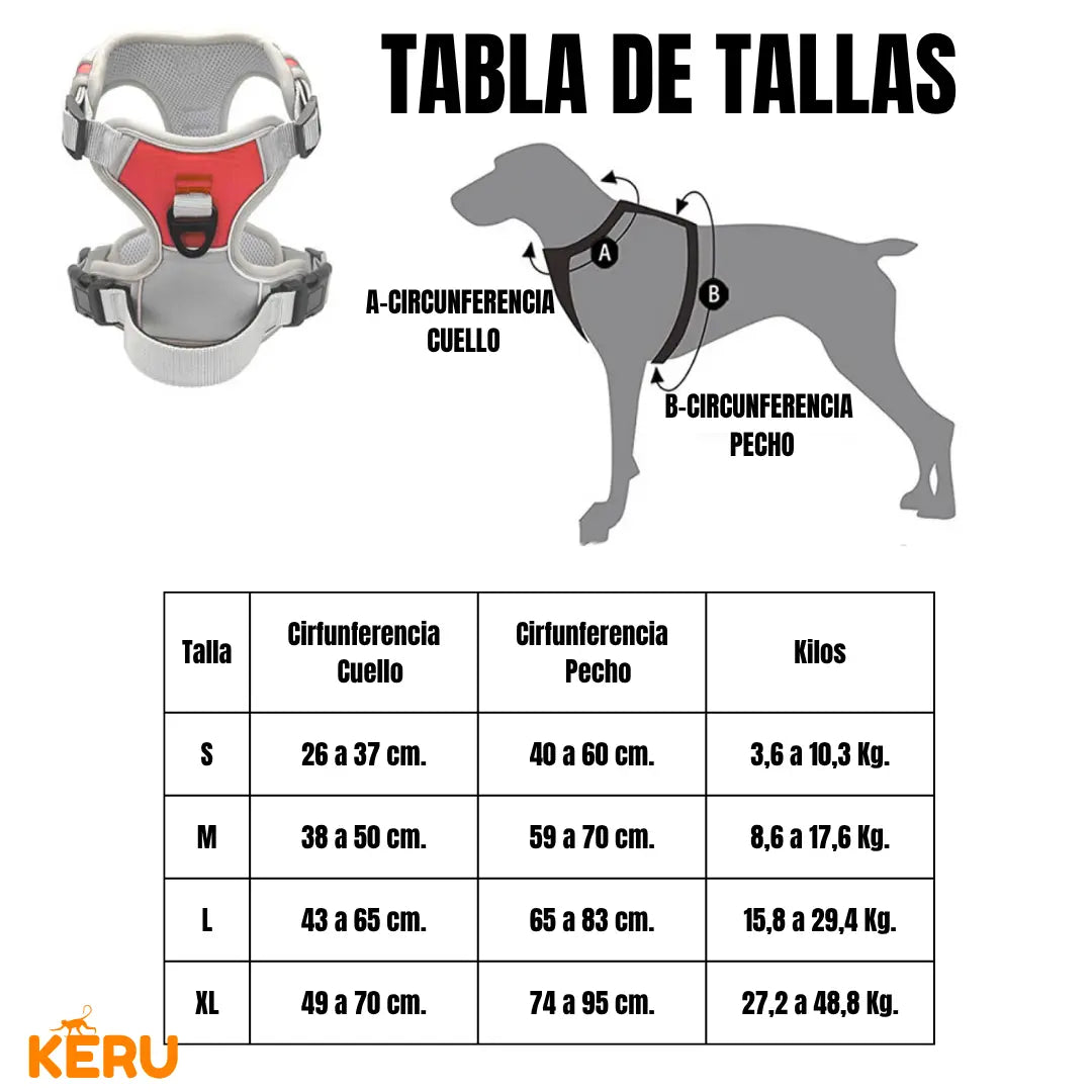 Arnes Mascota Rojo - Varias Tallas Keru