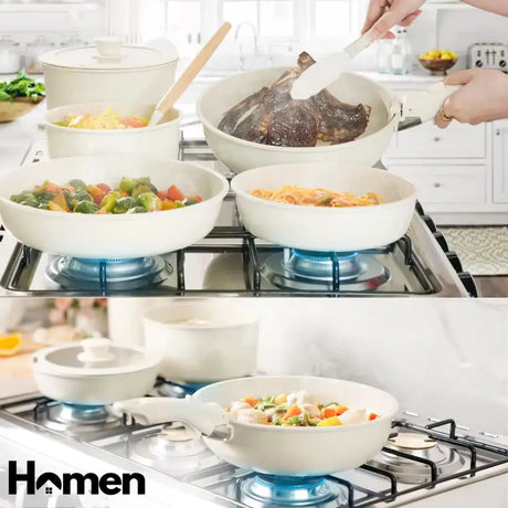 Batería Ollas 11 Piezas Homen - Blanca Homen