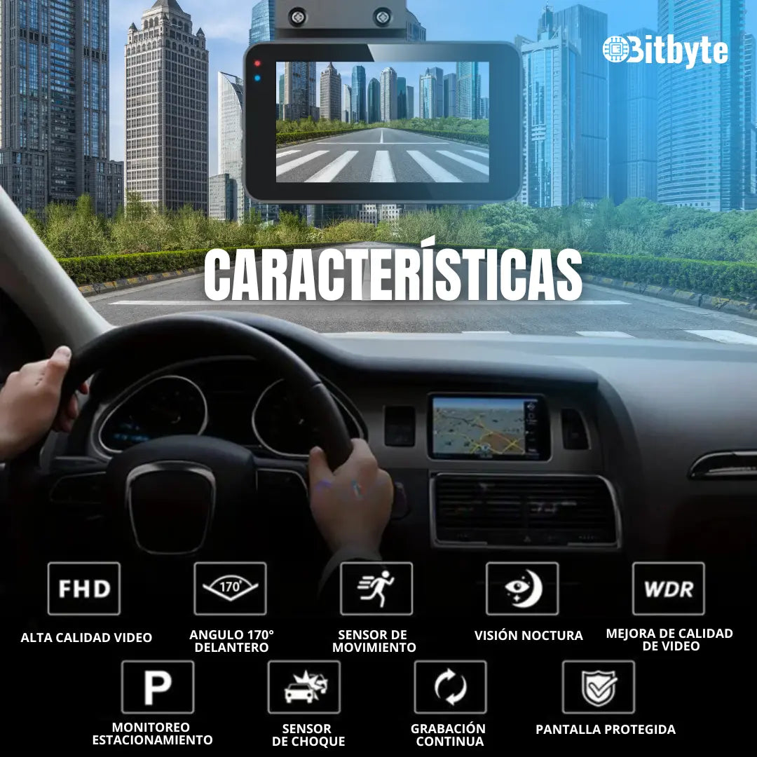 Cámara para Auto Doble Dash Cam Bitbyte 4k Retroceso + App Bitbyte