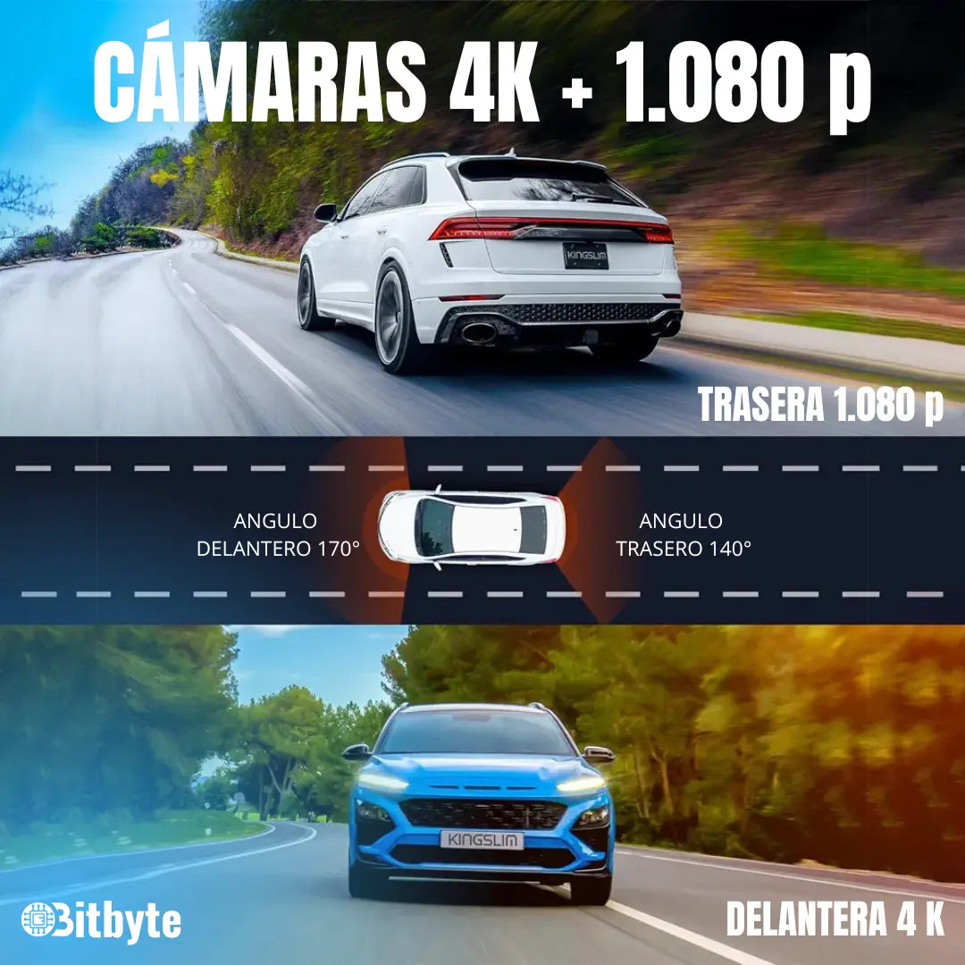 Cámara para Auto Doble Dash Cam Bitbyte 4k Retroceso + App Bitbyte