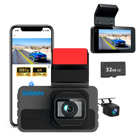 Cámara para Auto Doble Dash Cam Bitbyte 4k Retroceso + App Bitbyte